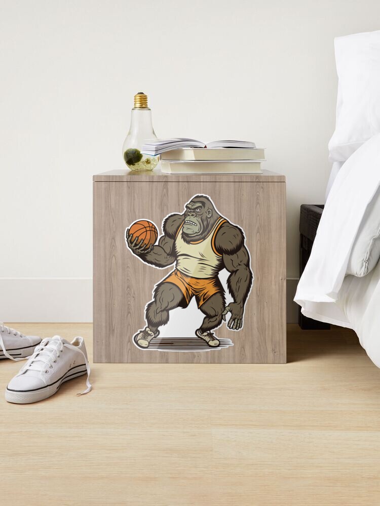 Gorilla Playing Basketball Sport Holding Ball Monkey  Sticker for Sale by  sparkzeno