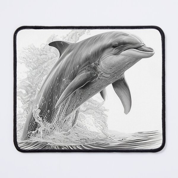 Item preview, Black and white Dolphin pencil drawing designed and sold by Pencil-Art.