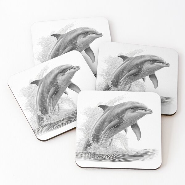 Item preview, Black and white Dolphin pencil drawing designed and sold by Pencil-Art.