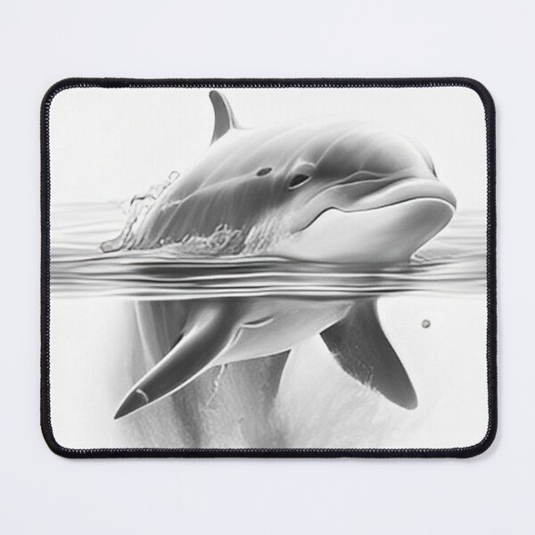 Item preview, Black and white Dolphin pencil drawing designed and sold by Pencil-Art.