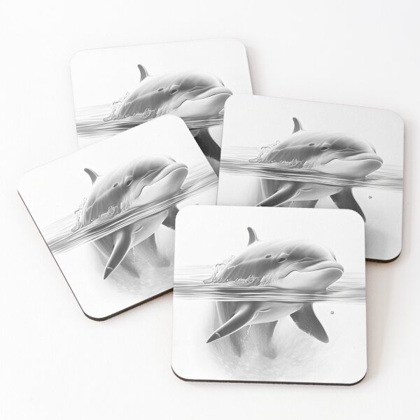 Item preview, Black and white Dolphin pencil drawing designed and sold by Pencil-Art.
