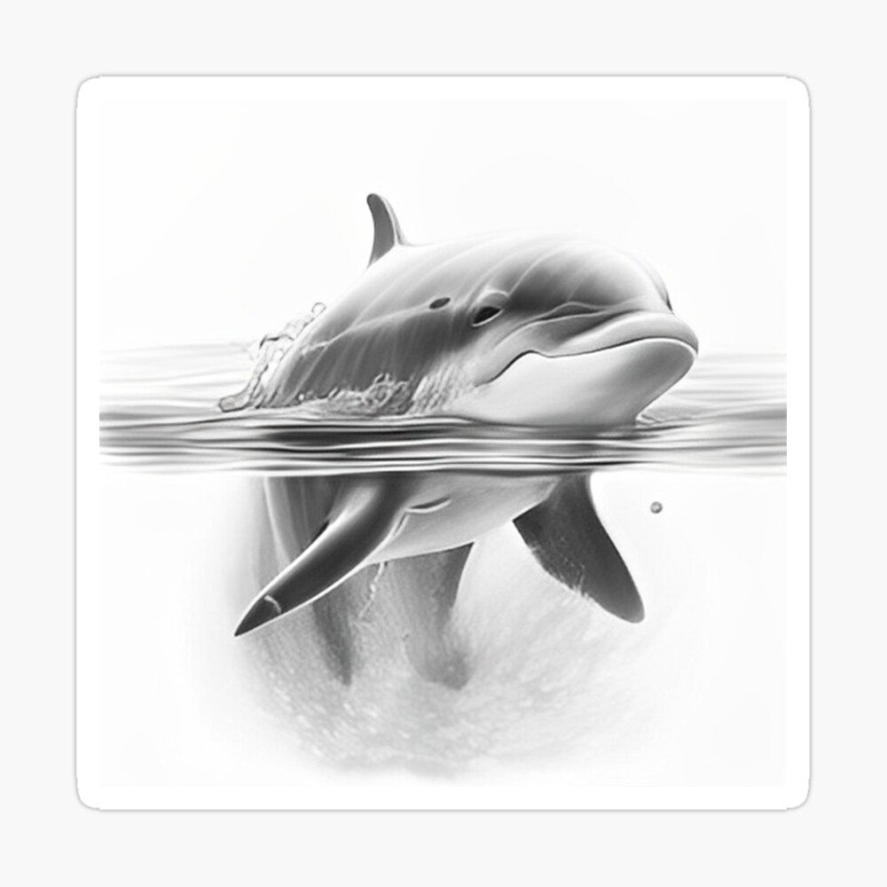 Dolphin Fine Line Drawing Clip Art, Ocean Wildlife Realistic Illustration,  Printable Stencil, Sticker, Logo, Tattoo, Decal - Etsy