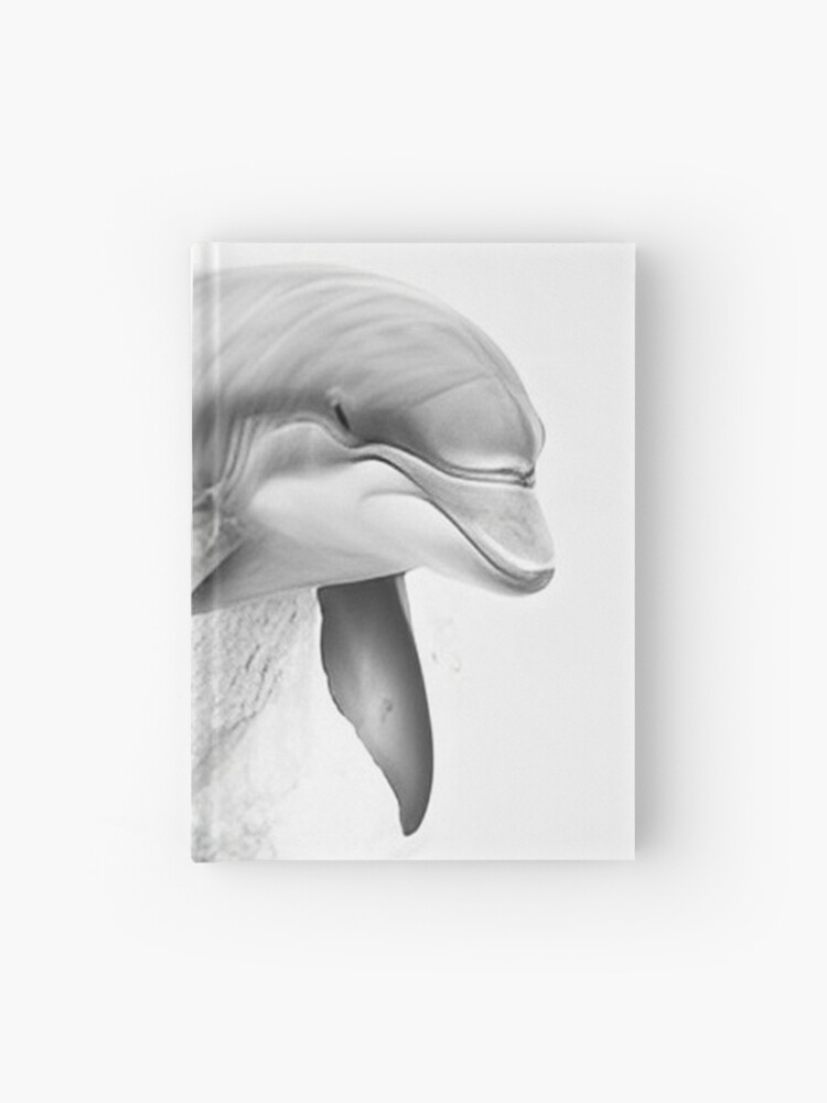 Black and white Dolphin pencil drawing | Hardcover Journal