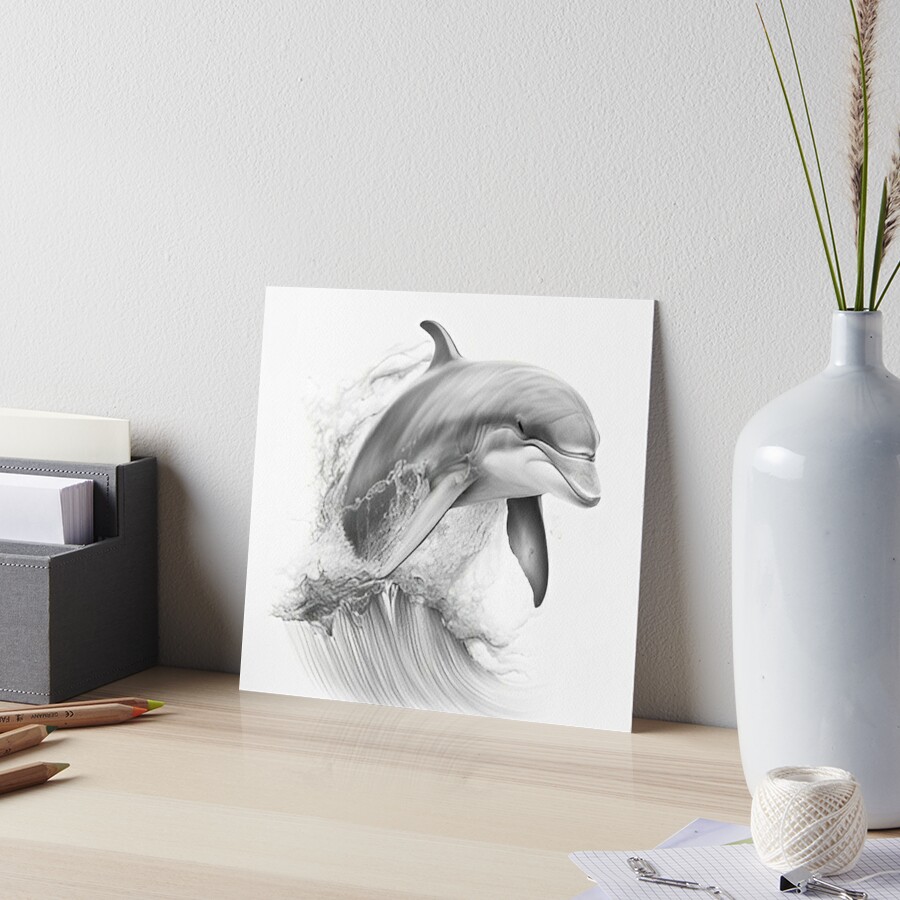 Black and white Dolphin pencil drawing Poster for Sale by Pencil-Art