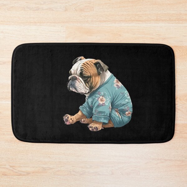 Item preview, Bulldog Puppy ready for bedtime wearing pyjamas sleeping cute animal pajamas designed and sold by AnimalArtPhotos.