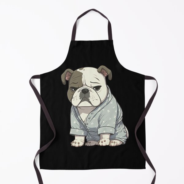 Item preview, Cute Bulldog Puppy ready for bedtime wearing pyjamas sleeping animal pajamas designed and sold by AnimalArtPhotos.