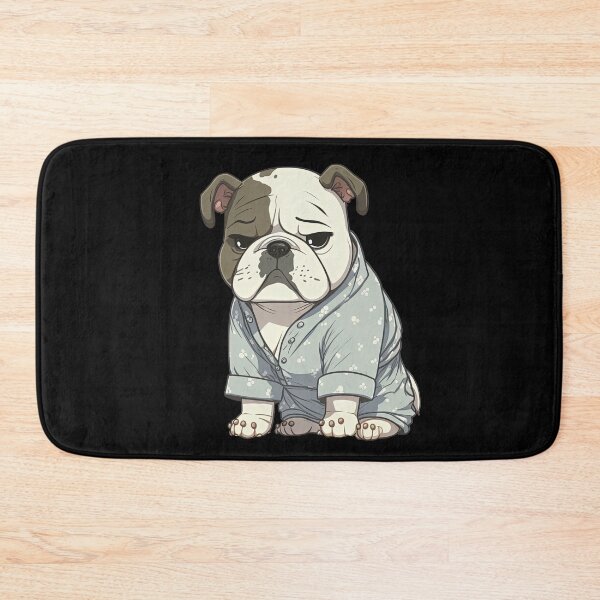 Item preview, Cute Bulldog Puppy ready for bedtime wearing pyjamas sleeping animal pajamas designed and sold by AnimalArtPhotos.