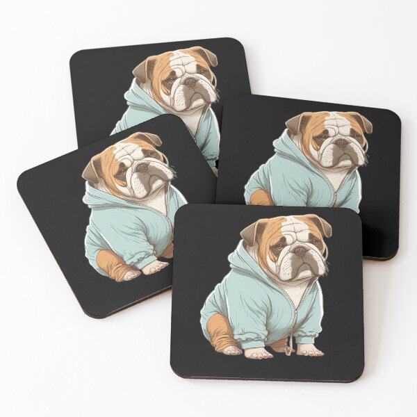 Item preview, Cute Bulldog in pajamas ready for bedtime wearing pyjamas sleeping animal designed and sold by AnimalArtPhotos.