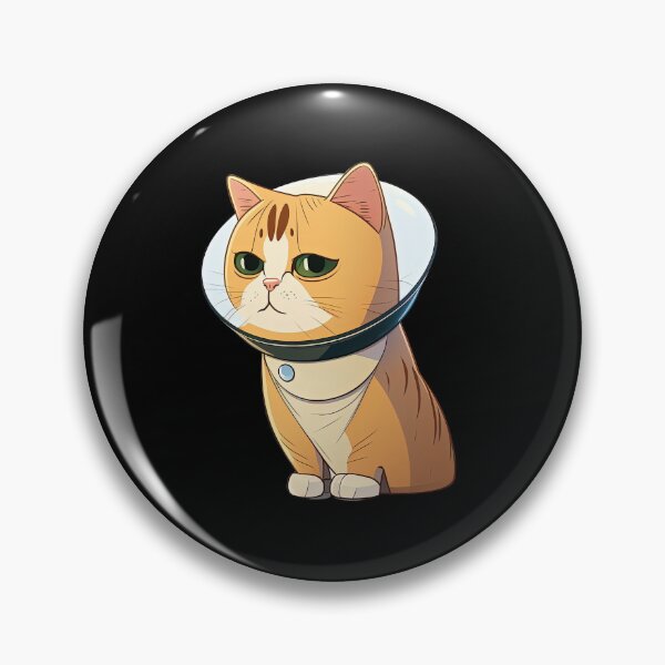 Item preview, Cute Cat Wearing Medical Collar Cartoon Anime Kitten designed and sold by AnimalArtPhotos.