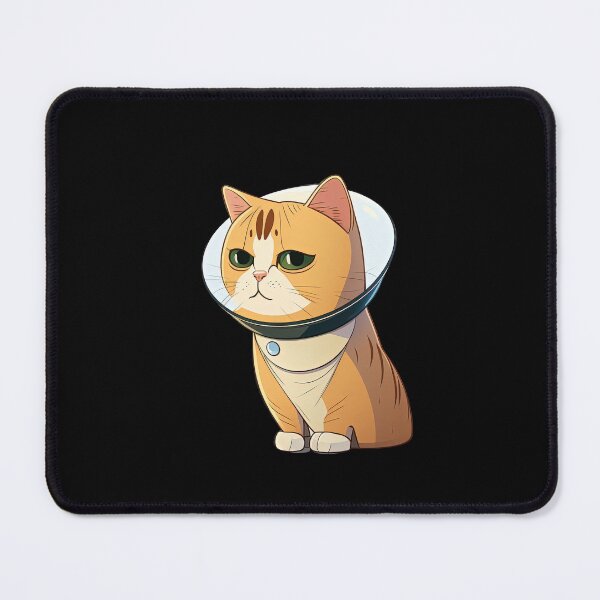 Item preview, Cute Cat Wearing Medical Collar Cartoon Anime Kitten designed and sold by AnimalArtPhotos.