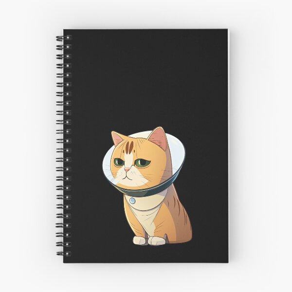 Item preview, Cute Cat Wearing Medical Collar Cartoon Anime Kitten designed and sold by AnimalArtPhotos.