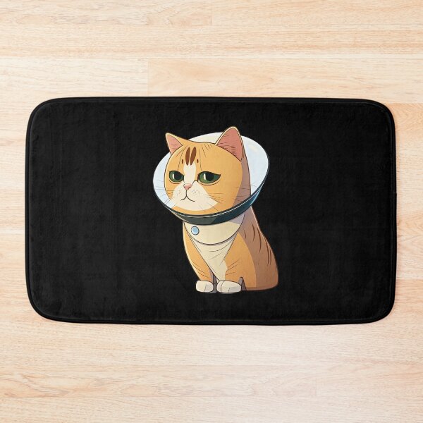 Item preview, Cute Cat Wearing Medical Collar Cartoon Anime Kitten designed and sold by AnimalArtPhotos.