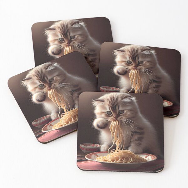 Item preview, Cute Cat Cub Eating Spaghetti designed and sold by Clay Artista.