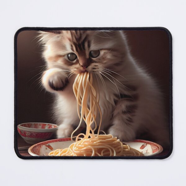 Item preview, Cute Cat Cub Eating Spaghetti designed and sold by Clay Artista.