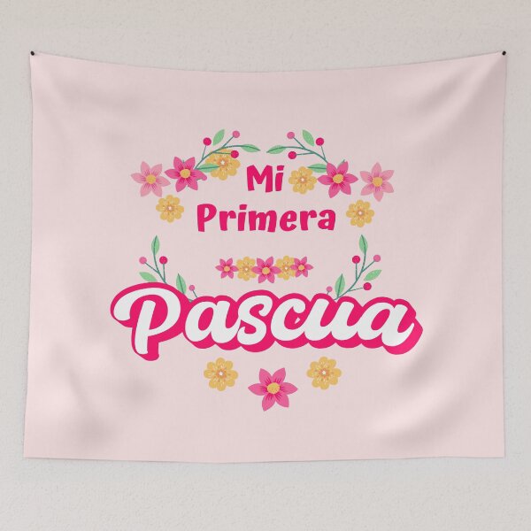 Item preview, Mi Primera Pascua My first Easter Spanish text - floral easter baby blossom easter newborn designed and sold by ALLURE-minimal.
