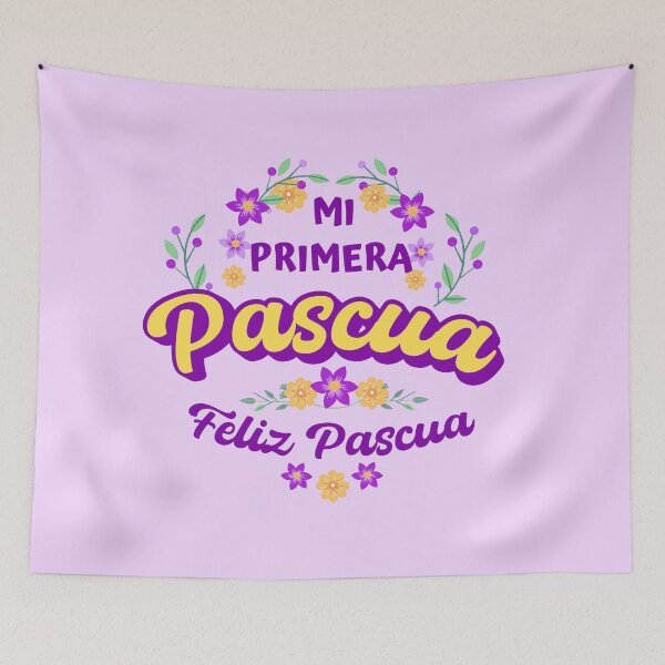 Item preview, Mi Primera Pascua My first Easter Spanish text - floral easter baby blossom easter newborn designed and sold by ALLURE-minimal.