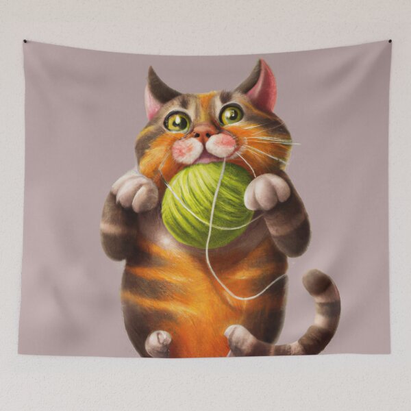 Item preview, Funny And Cute Cat With A Ball Of Wool designed and sold by Color-Me-Blue.