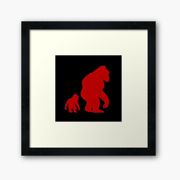 Vista previa del artículo con la obra «Gorila de montaña silueta rojo», diseñado y vendido por Brockinator.