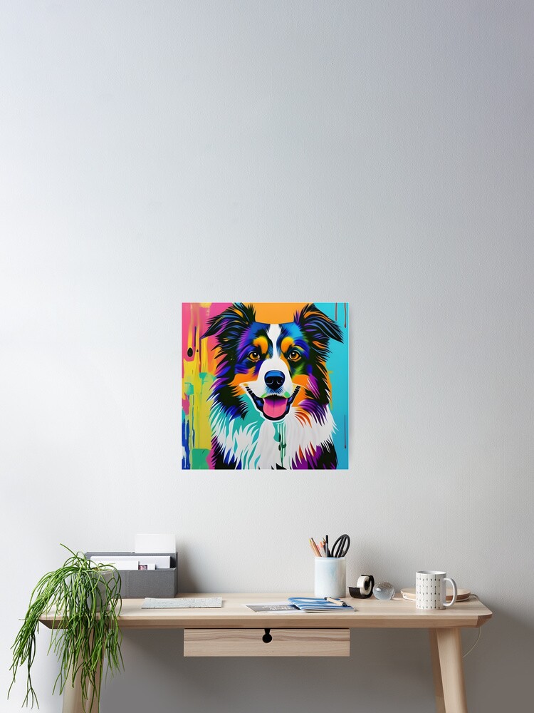 Colorful Vibrant Abstract Border Collie Pop Art Dog Portrait
