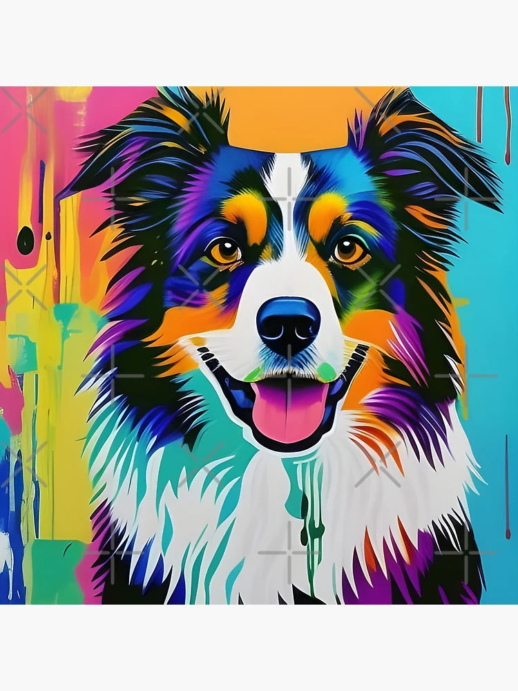 Colorful Vibrant Abstract Border Collie Pop Art Dog Portrait