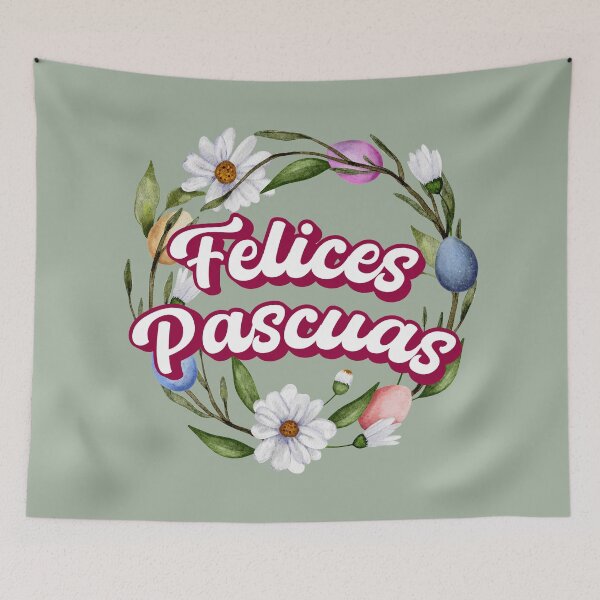 Item preview, Felices Pascuas Happy Easter Spanish text - Feliz Pascua - easter wreath spring wreath designed and sold by ALLURE-minimal.