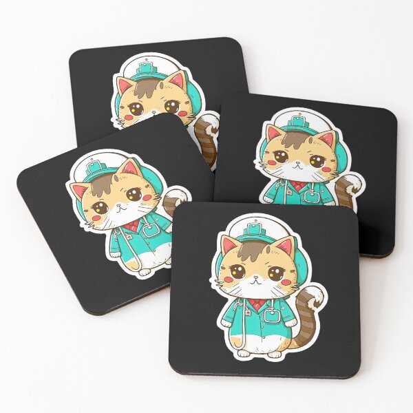 Item preview, Cutest Cat Doctor Nurse Adorable Anime Cartoon Animal Kitten designed and sold by AnimalArtPhotos.
