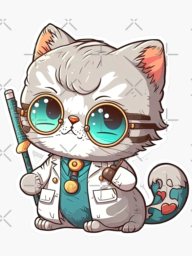 YQ1067 Anime Cute Cats Moon Keychain Cartoon Doctor Student