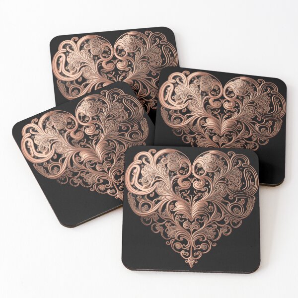 Item preview, Rose Gold Romance: Filigree Heart Print for Love-filled Walls and Tees I designed and sold by thearttist.