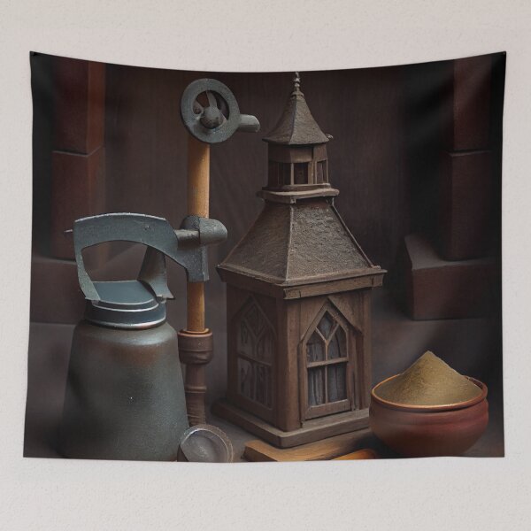 Item preview, The Old Belfry and Its Tools Auger and Powder Digital Painting designed and sold by CodeAndColors.