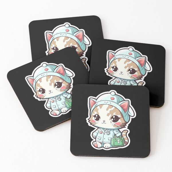 Item preview, Kitten Doctor Nurse Adorable Anime Cartoon Animal Kitten designed and sold by AnimalArtPhotos.