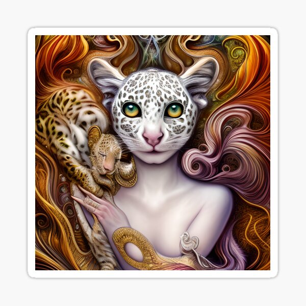 Item preview, Female face  leopard artwork designed and sold by Itzjustlife.