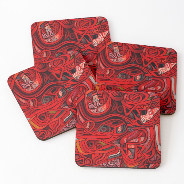 Item preview, Vibrant Drawn Red Eclectic Pattern Digital Painting designed and sold by CodeAndColors.