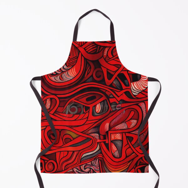 Aperçu de l'œuvre Vibrant Drawn Red Eclectic Pattern Digital Painting créée et vendue par CodeAndColors.