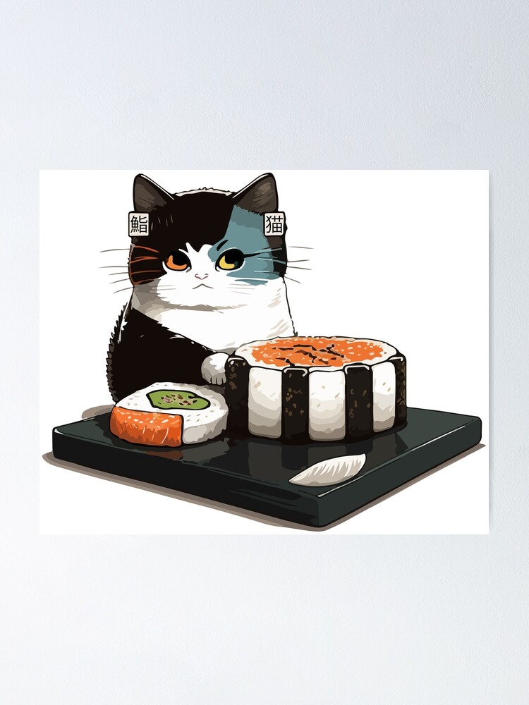 Bento For Men Women Kids - Cat Lover Sushi Box Kawaii Anime Poster