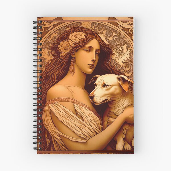 Item preview, Woman wearing tunic holding a dog - Art Nouveau Style designed and sold by ArtNouveauChic.