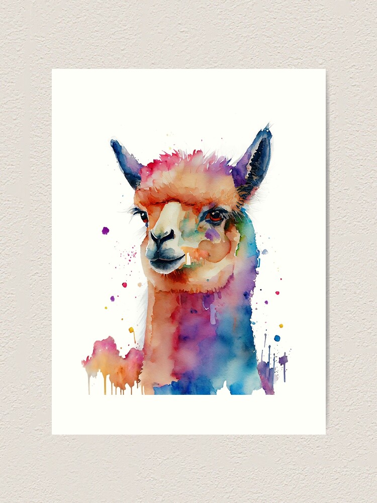 Lama Painting Whimsical Alpaca Original Art store Animal Small Art 8x10 inches Canvas