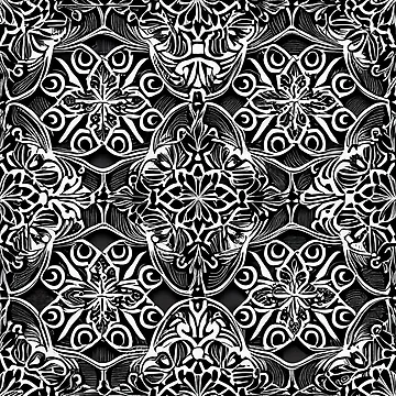 Vorschaubild zum Design Monochromatic Drawn Soft New Traditional Pattern Digital Painting von CodeAndColors