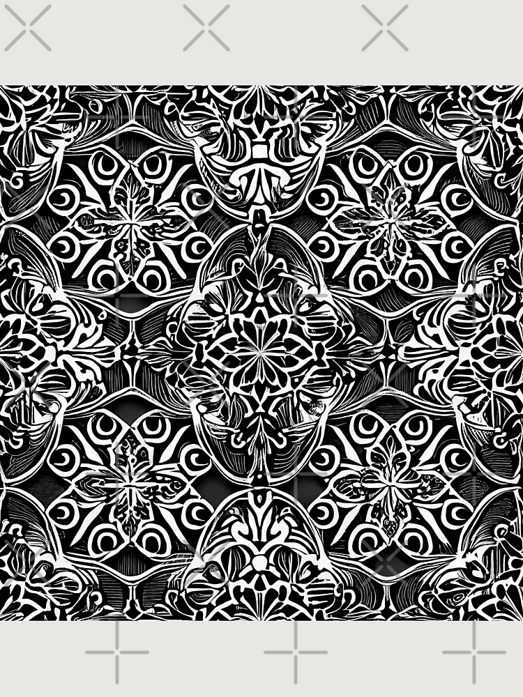 Thumbnail 6 von 6, Premium Oversized Pullover, Monochromatic Drawn Soft New Traditional Pattern Digital Painting designt und verkauft von CodeAndColors.