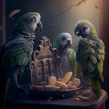 Imagen de la obra Parrots at the Graveyard Waffle Digital Painting de CodeAndColors