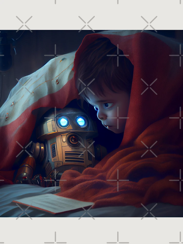 Thumbnail 6 von 6, Premium Oversized Pullover, Investigating Under the Robots Blanket Digital Painting designt und verkauft von CodeAndColors.