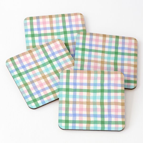 Item preview, Gingham Style Teal Pink Bown Green Blue designed and sold by Studio Dotsch.
