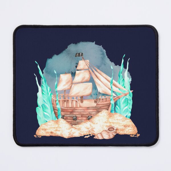 Item preview, Sailing pirate ship at the bottom of the sea. Watercolor illustration. designed and sold by Trilisti.
