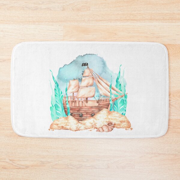 Item preview, Sailing pirate ship at the bottom of the sea. Watercolor illustration. designed and sold by Trilisti.