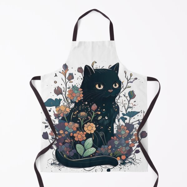 Item preview, black cat with flowers essential designed and sold by Diamaber.