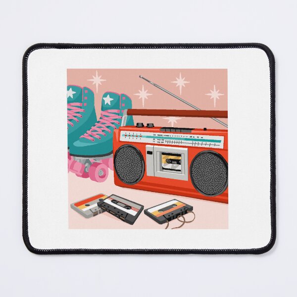Item preview, Retro red boombox and rollerskates designed and sold by Cheekyleopard.