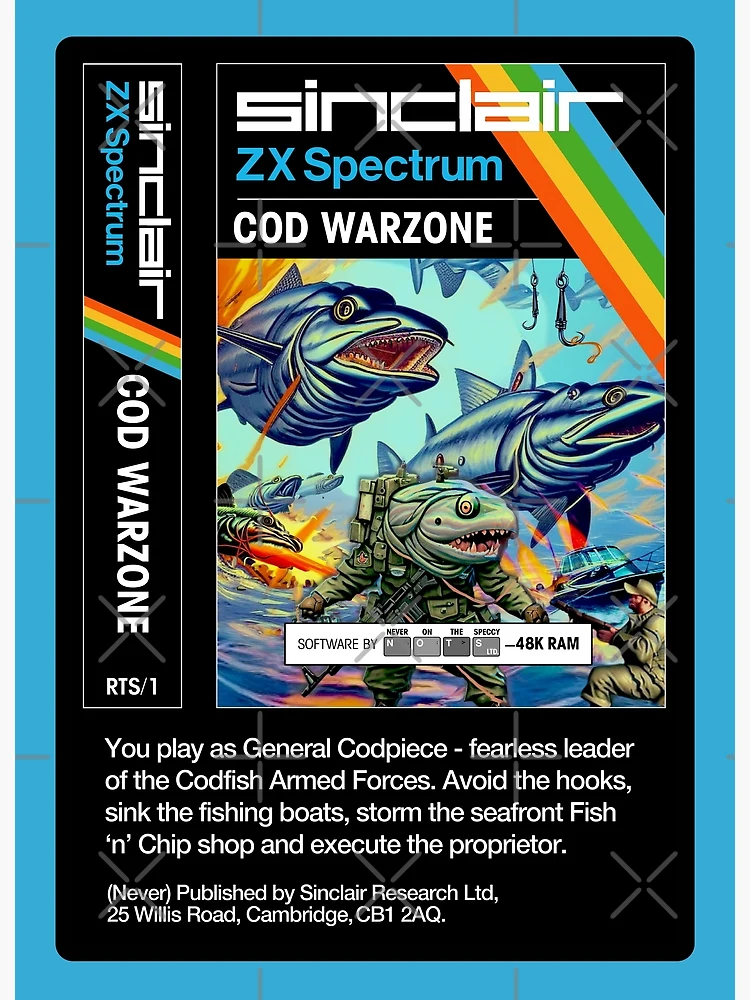 COD WARZONE for the Sinclair ZX Spectrum (front + text) - Fantasy / Parody  Game Cassette Cover - 80s 8-bit Retro Game (Never on the Speccy!) | Poster