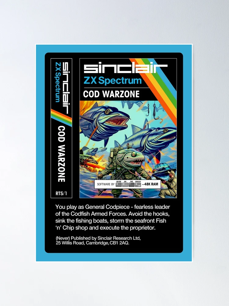 COD WARZONE for the Sinclair ZX Spectrum (front + text) - Fantasy / Parody  Game Cassette Cover - 80s 8-bit Retro Game (Never on the Speccy!) | Poster