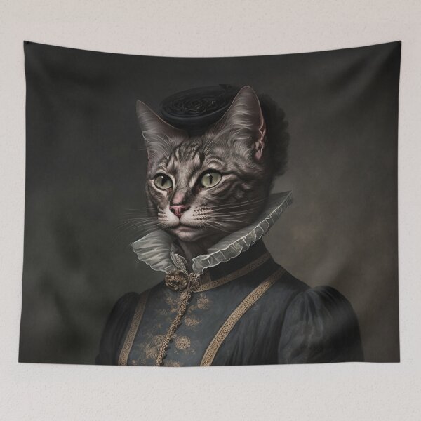 Item preview, Hyper Realistic Cat Portrait Royal Renaissance Animal –  Photorealism Classic Royal Portrait Of A Cat designed and sold by MadeByRobots.