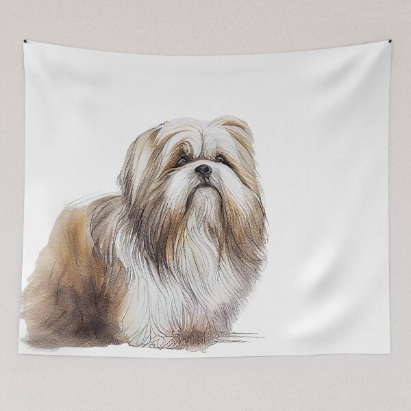 Artikelvorschau, Watercolor Painting of Lhasa Apso Small Dog Breed entworfen und verkauft von Nalaxation.