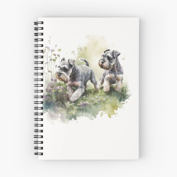 Item preview, Two Miniature Schnauzers Playing Watercolour Painting designed and sold by TheArtfulAI.